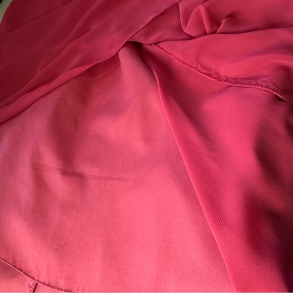 David's Bridal Pink Chiffon Dress with Beaded Straps Satin V-Neck Fully Lined 18 - Picture 9 of 13